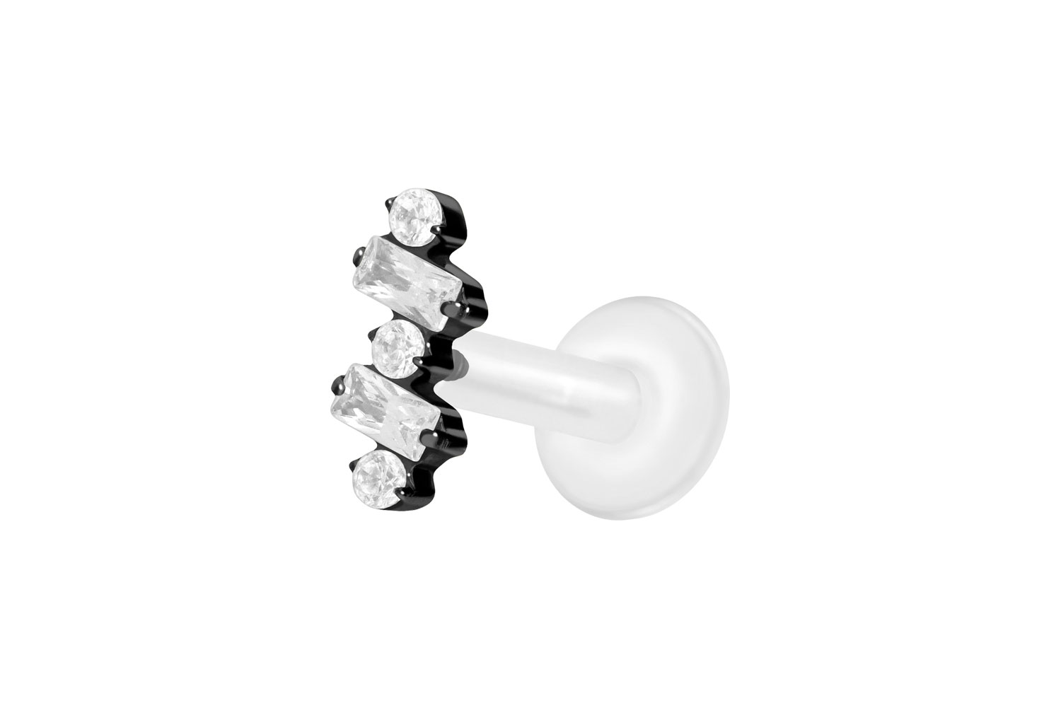PTFE Labret Piercing mit Innengewinde + Titan-Aufsatz EINGEFASSTE KRISTALLE